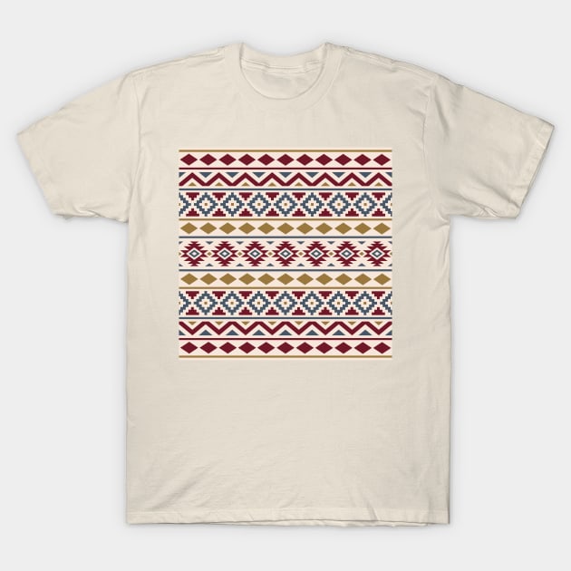 Aztec Essence Pattern Blue Red Gld Crm T-Shirt by NataliePaskell